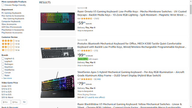 mechanical keyboard amazon price