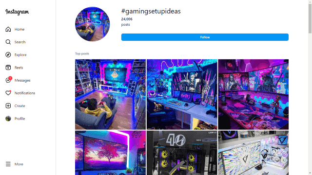 Gaming setup ideas on Instagram hashtag