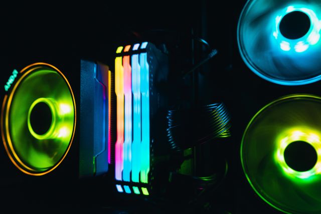 glowing RGB lighting inside PC case