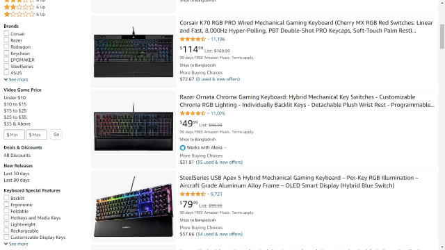 mechanical keyboard price on amazon